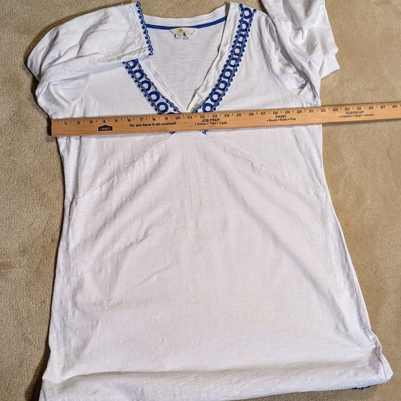 BODEN Rosanna Dress Tunic Coverup Embroidery Eyelet Scallop Blue White | Sz 16 - Picture 5 of 10